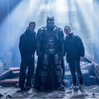 Ben Affleck Smiles in the Armored Batsuit with Zack Snyder and Chris Terrio