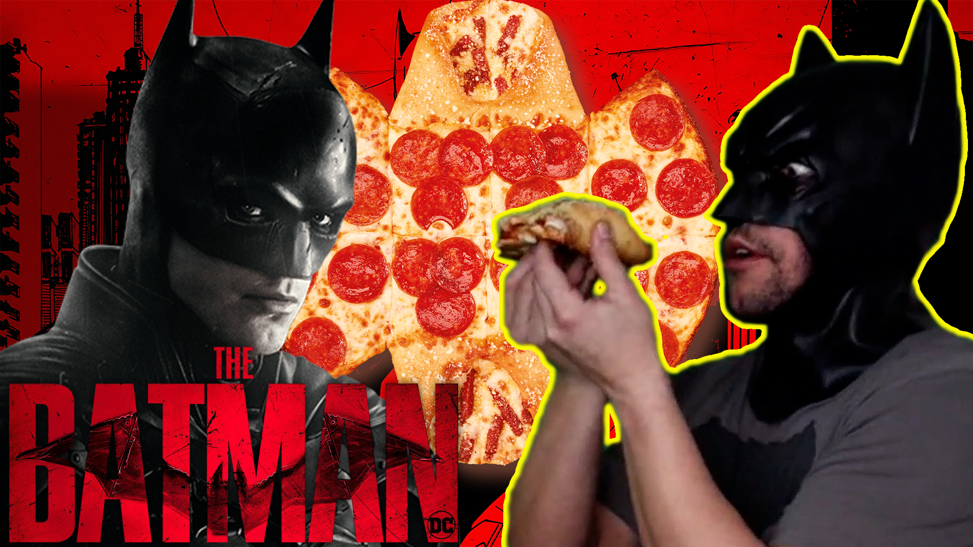 The Batman Review While Eating a Batman Pizza - Casual Batman - FILM JUNKEE