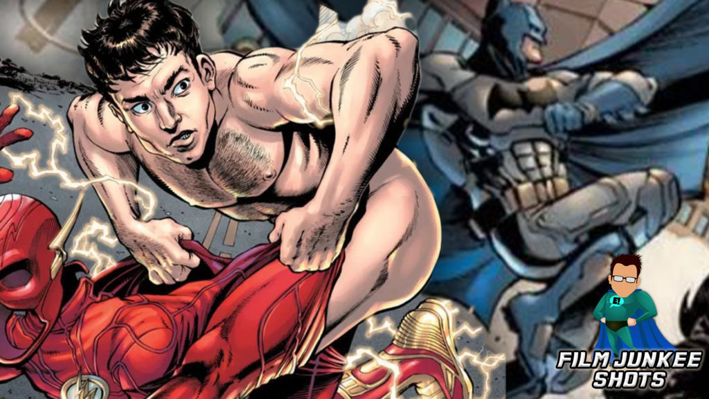 Half-Naked Barry Allen. Blue and Gray Suit Batman on The Flash Prequel Variant Cover.
