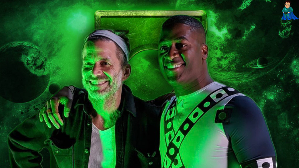 Zack Snyder and Wayne T. Carr Pose on Green Lantern Driveway Set